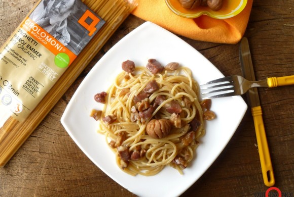 SPAGHETTI DI FARRO GIROLOMONI CON CASTAGNE E PANCETTA